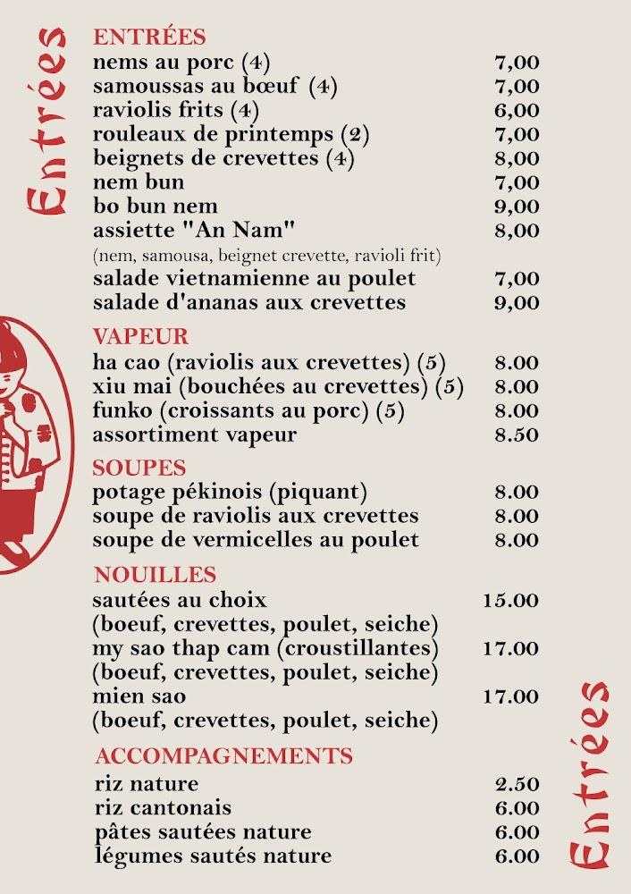 An Nam Restaurant Vietnamien Revel - Menu Image 1